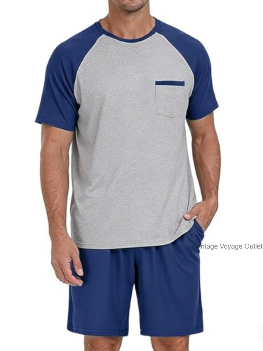 Men's Modal Soft Pajama Short Set with Pockets S-3XL